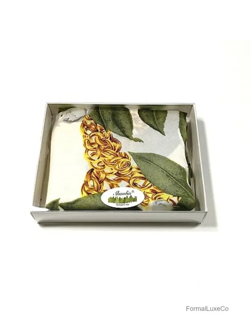 Silk Feel Floral Satin Long Scarf Shawl in Gift Box